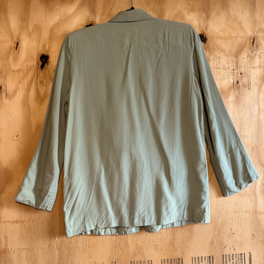 Vintage 70s Courtenay Sage Green Linen Blend Blazer Sz 8 - Picture 3 of 6